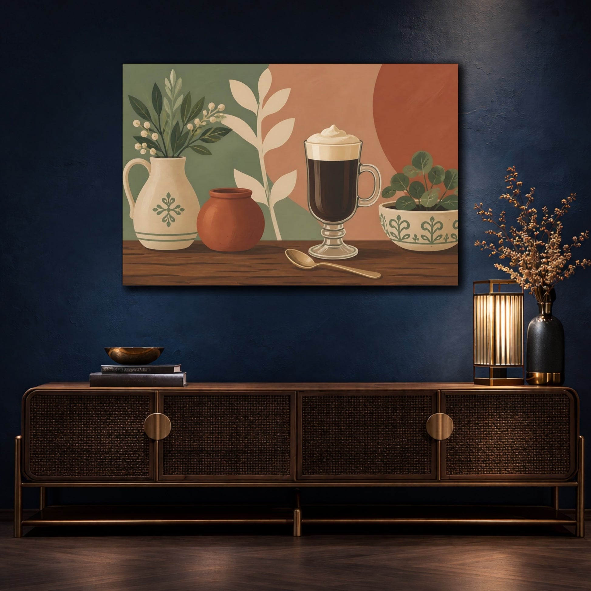 Mockup 4. Irish Coffee And Pottery shown as canvas print