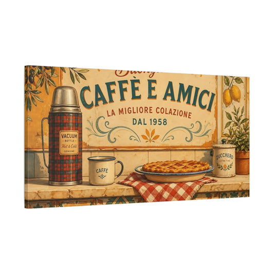 Main Mockup. Italian Cafe Breakfast shown as canvas print