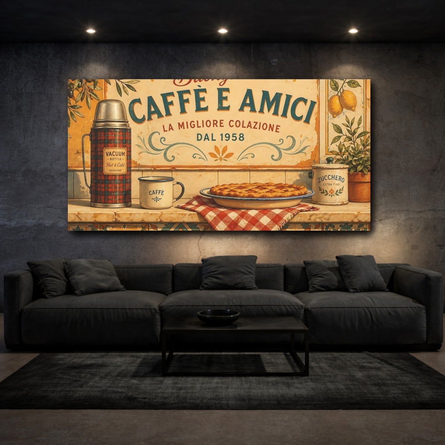 Mockup 3. Italian Cafe Breakfast shown as canvas print