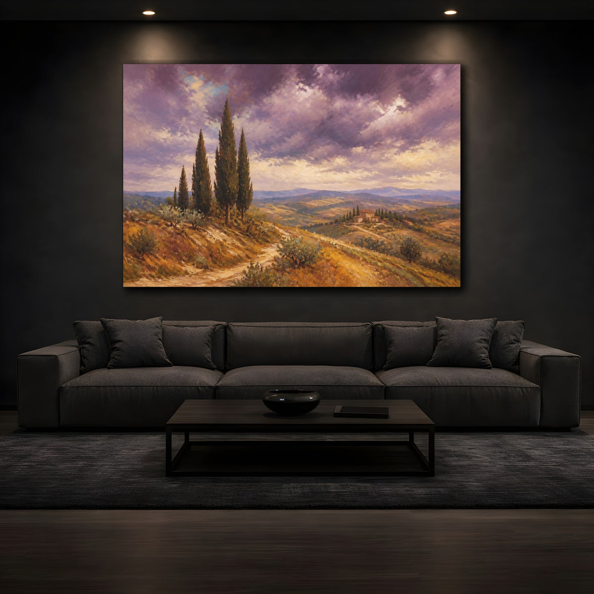 Mockup 3. Italian Cypress Hills shown as canvas print