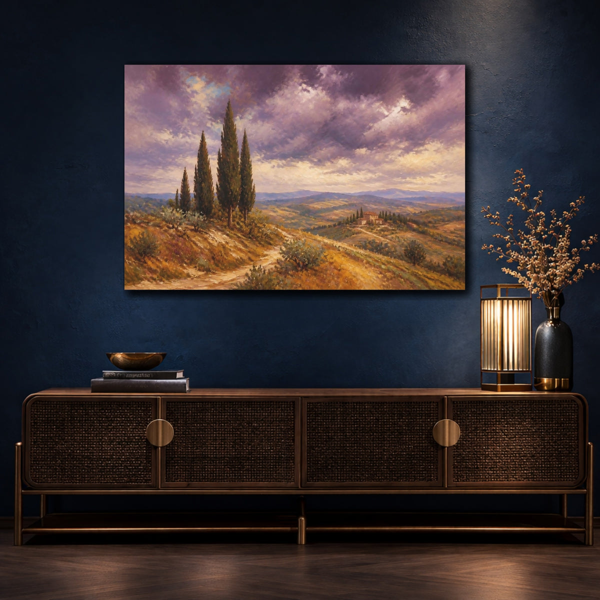 Mockup 4. Italian Cypress Hills shown as canvas print