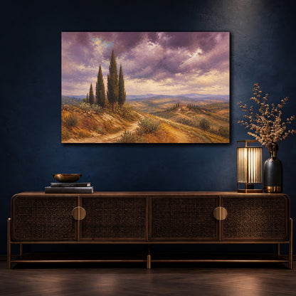 Mockup 4. Italian Cypress Hills shown as canvas print