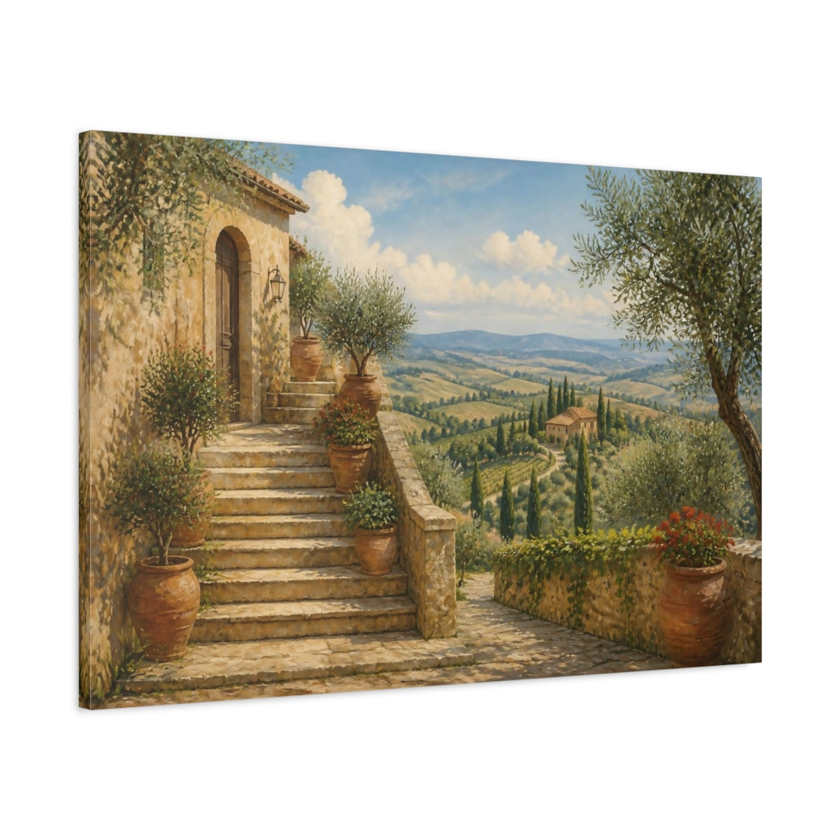 Main Mockup. Italian Terrace Staircase shown as canvas print