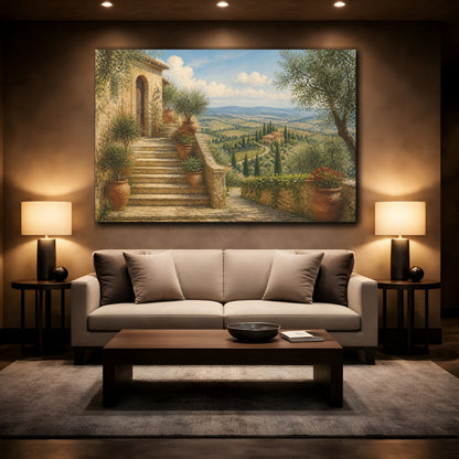 Mockup 2. Italian Terrace Staircase shown as canvas print