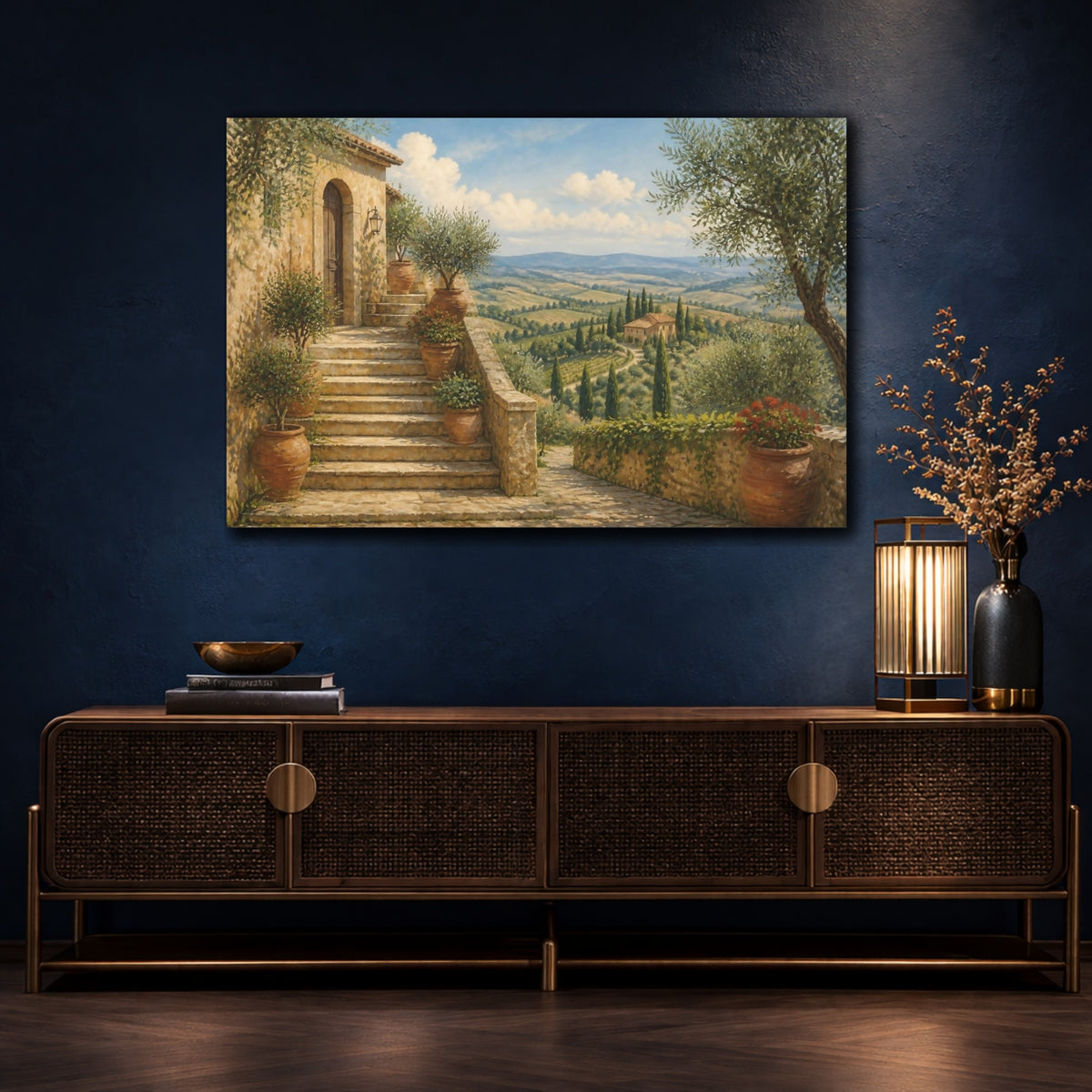 Mockup 4. Italian Terrace Staircase shown as canvas print