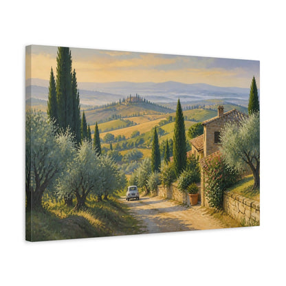 Side Mockup 3. Italian Tuscan Cypress Lane shown as canvas print