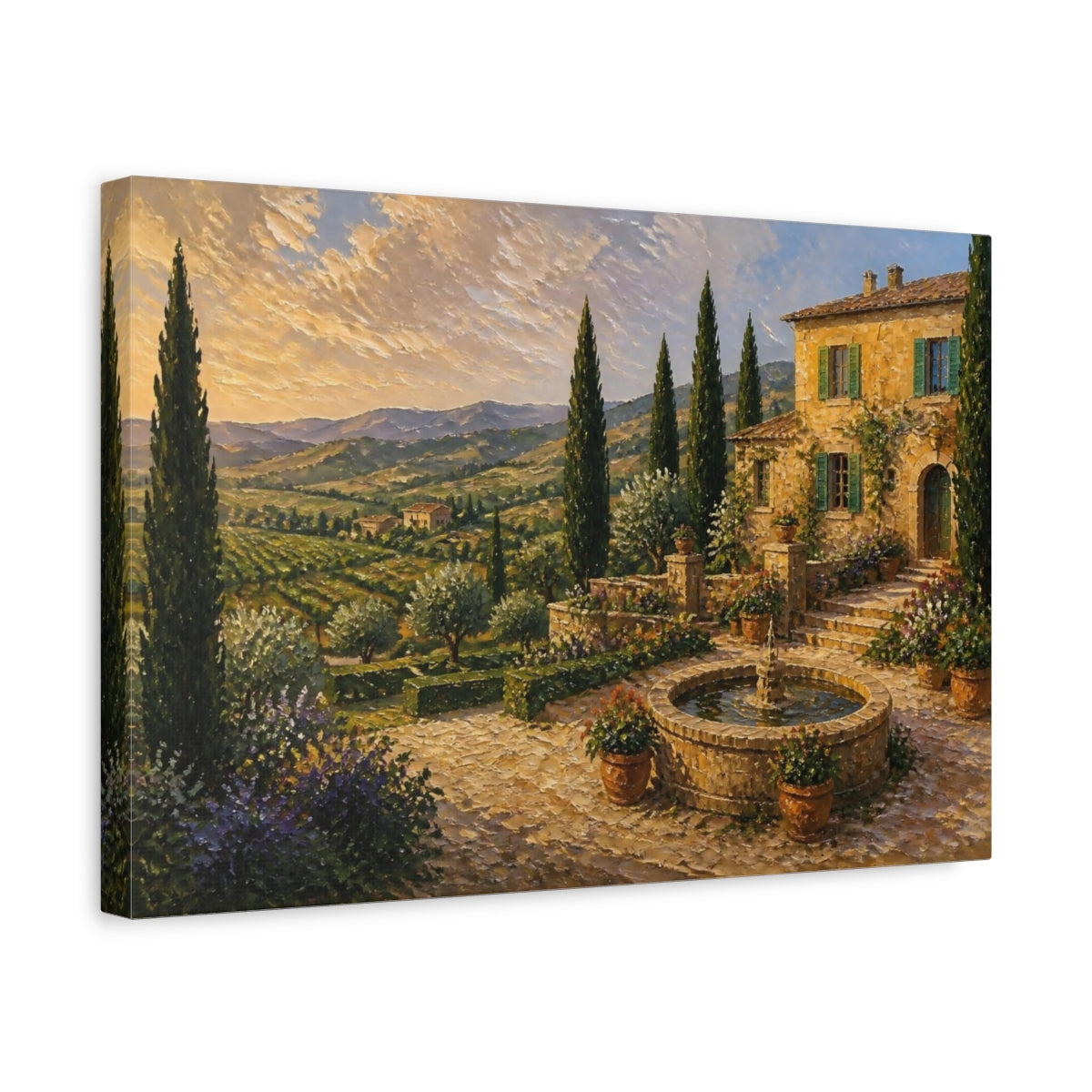 Side Mockup 4. Italian Villa Terrace shown as canvas print