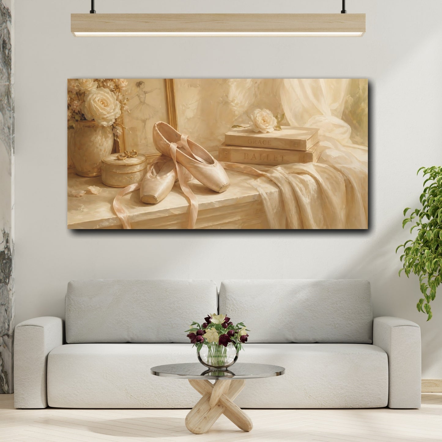 Mockup 2. Ivory Ballet Slippers shown as canvas print