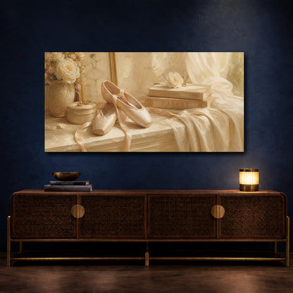 Mockup 4. Ivory Ballet Slippers shown as canvas print