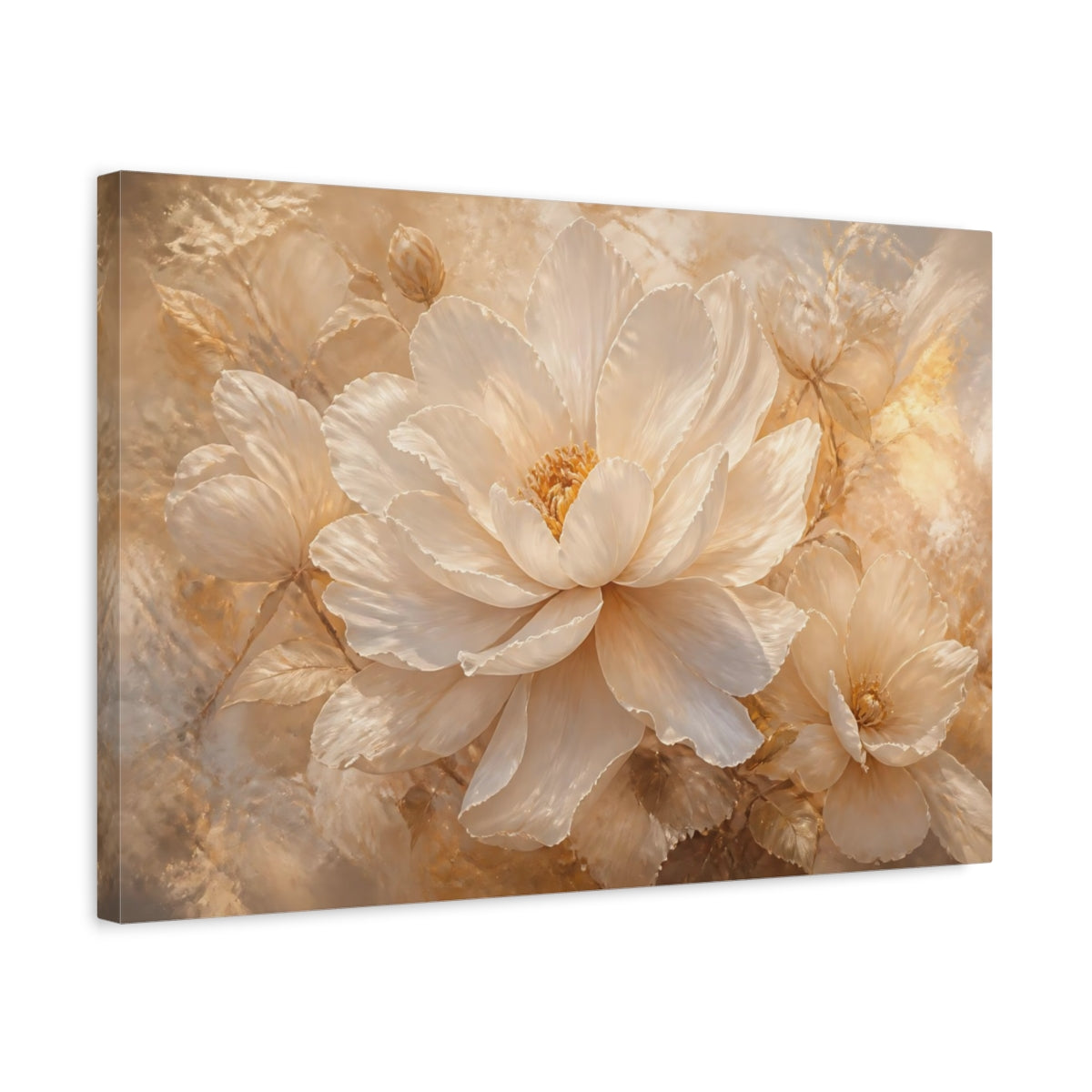 Side Mockup 3. Ivory Blossom Elegance shown as canvas print