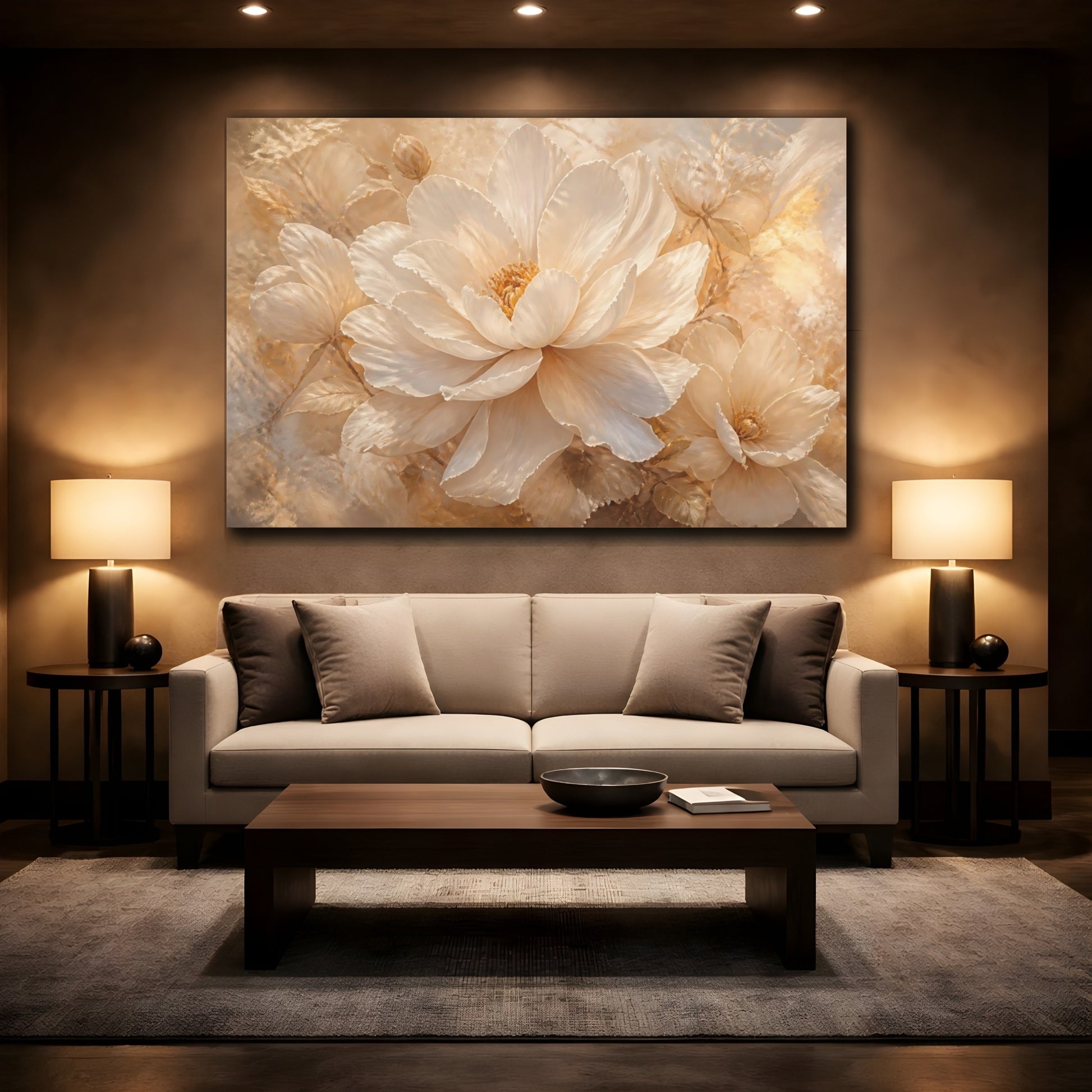 Mockup 2. Ivory Blossom Elegance shown as canvas print