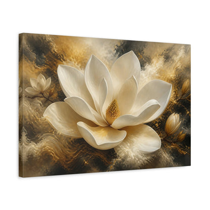 Side Mockup 3. Ivory Magnolia Floral Elegance shown as canvas print