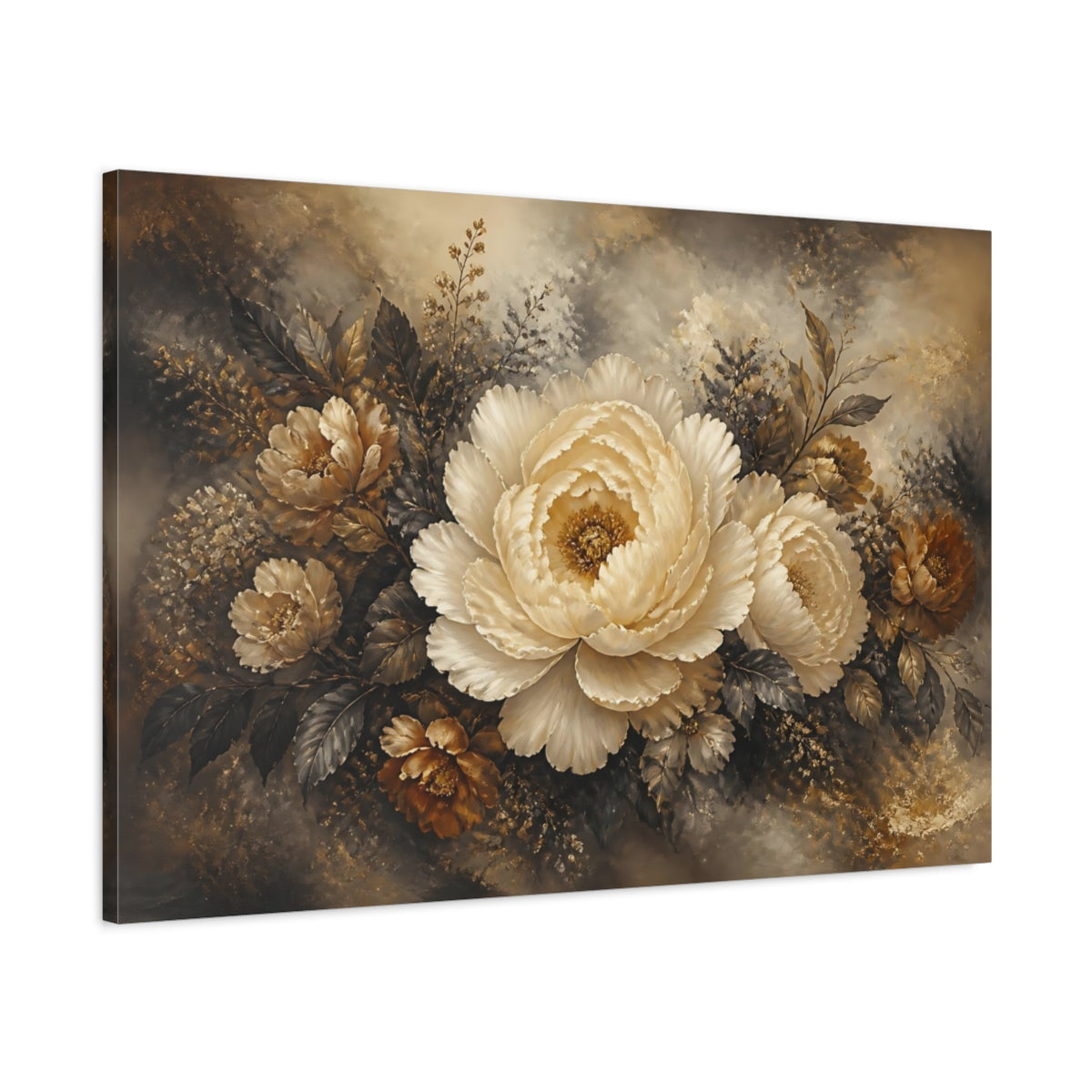 Main Mockup. Ivory Peony Elegance shown as canvas print