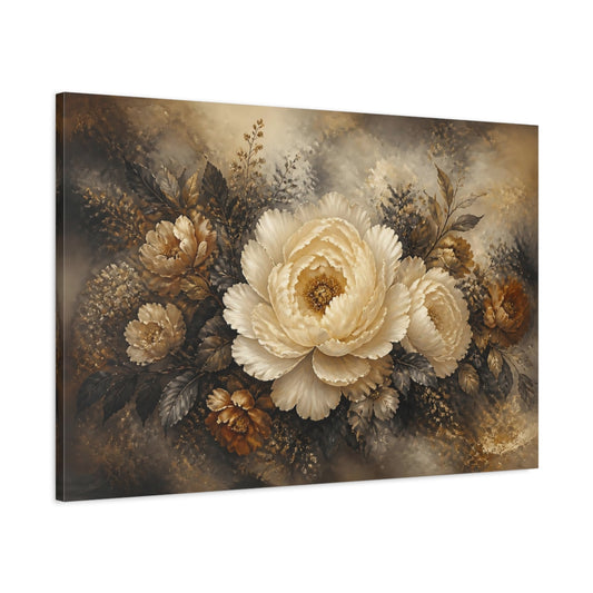 Main Mockup. Ivory Peony Elegance shown as canvas print
