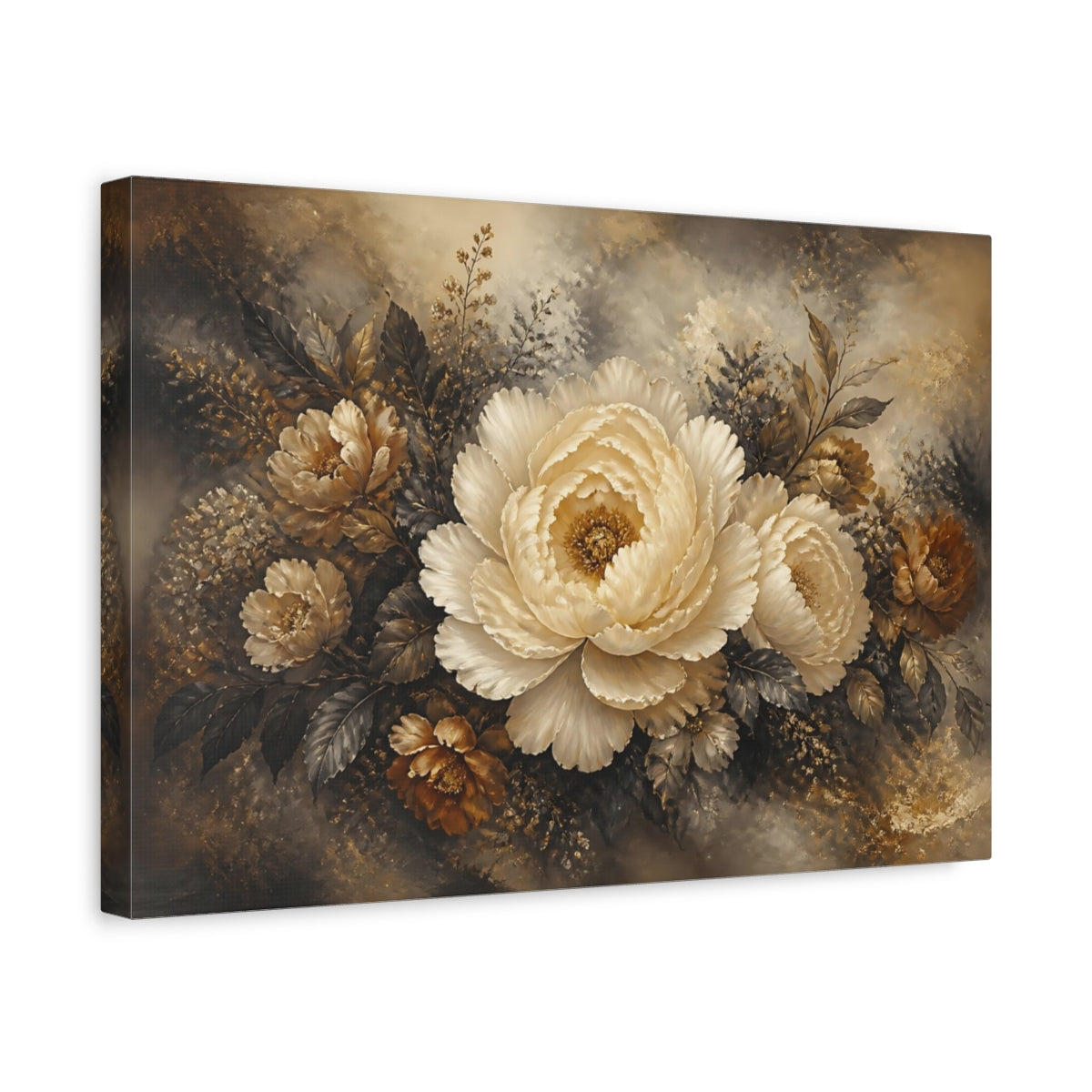 Side Mockup 4. Ivory Peony Elegance shown as canvas print