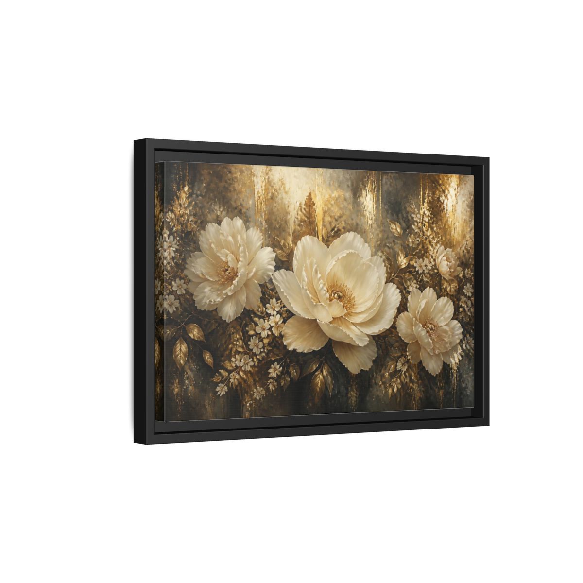Side Mockup 6. Ivory Peony Elegance shown as framed canvas print