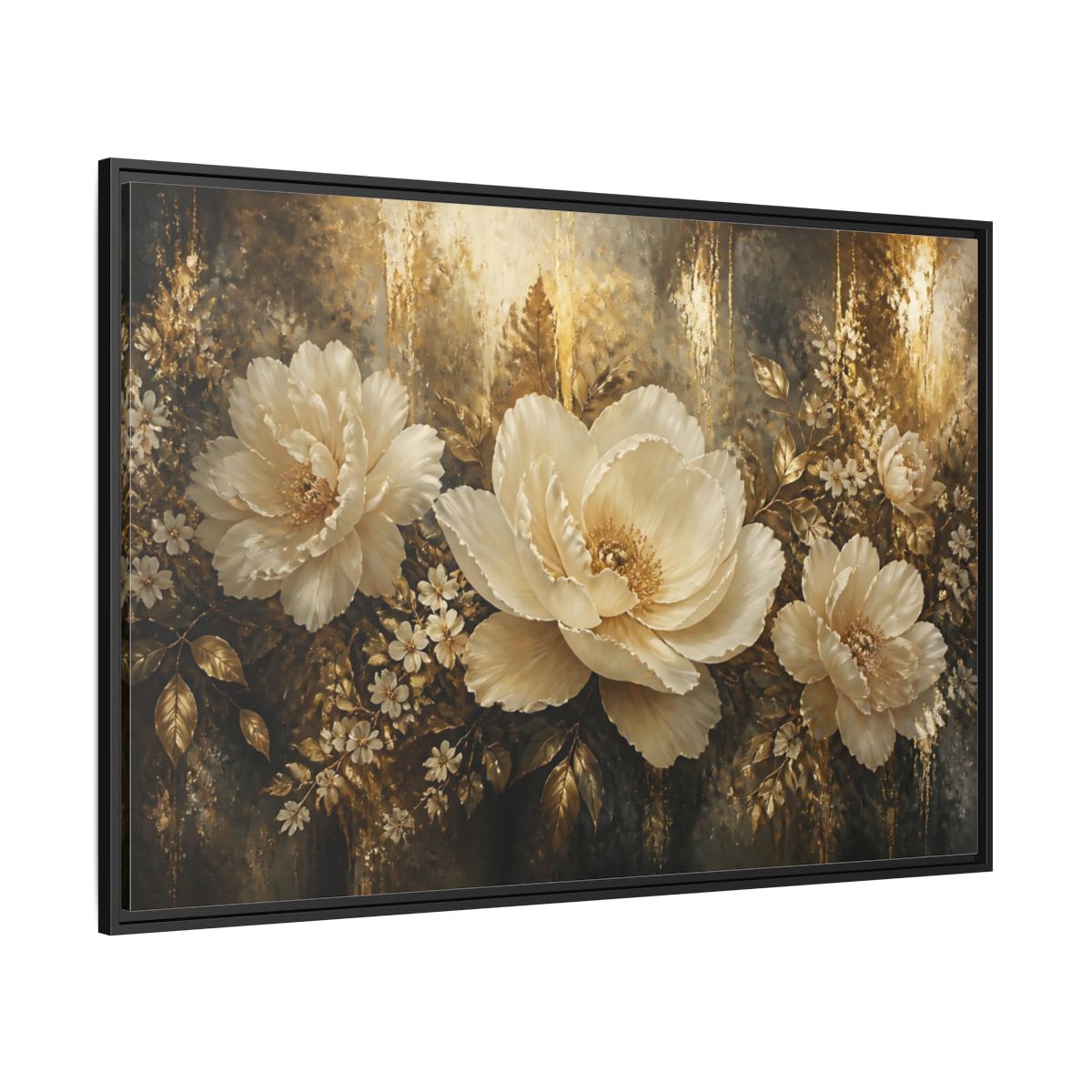 Side Mockup 12. Ivory Peony Elegance shown as framed canvas print