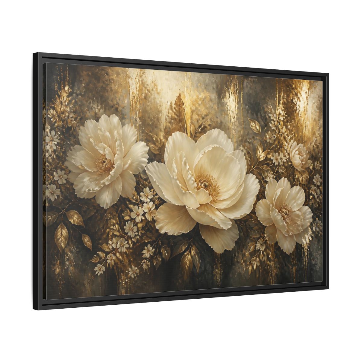 Side Mockup 13. Ivory Peony Elegance shown as framed canvas print