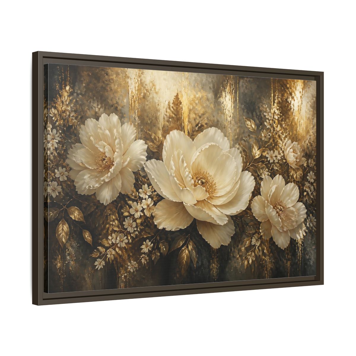 Side Mockup 11. Ivory Peony Elegance shown as framed canvas print