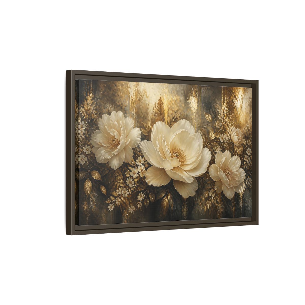 Side Mockup 2. Ivory Peony Elegance shown as framed canvas print
