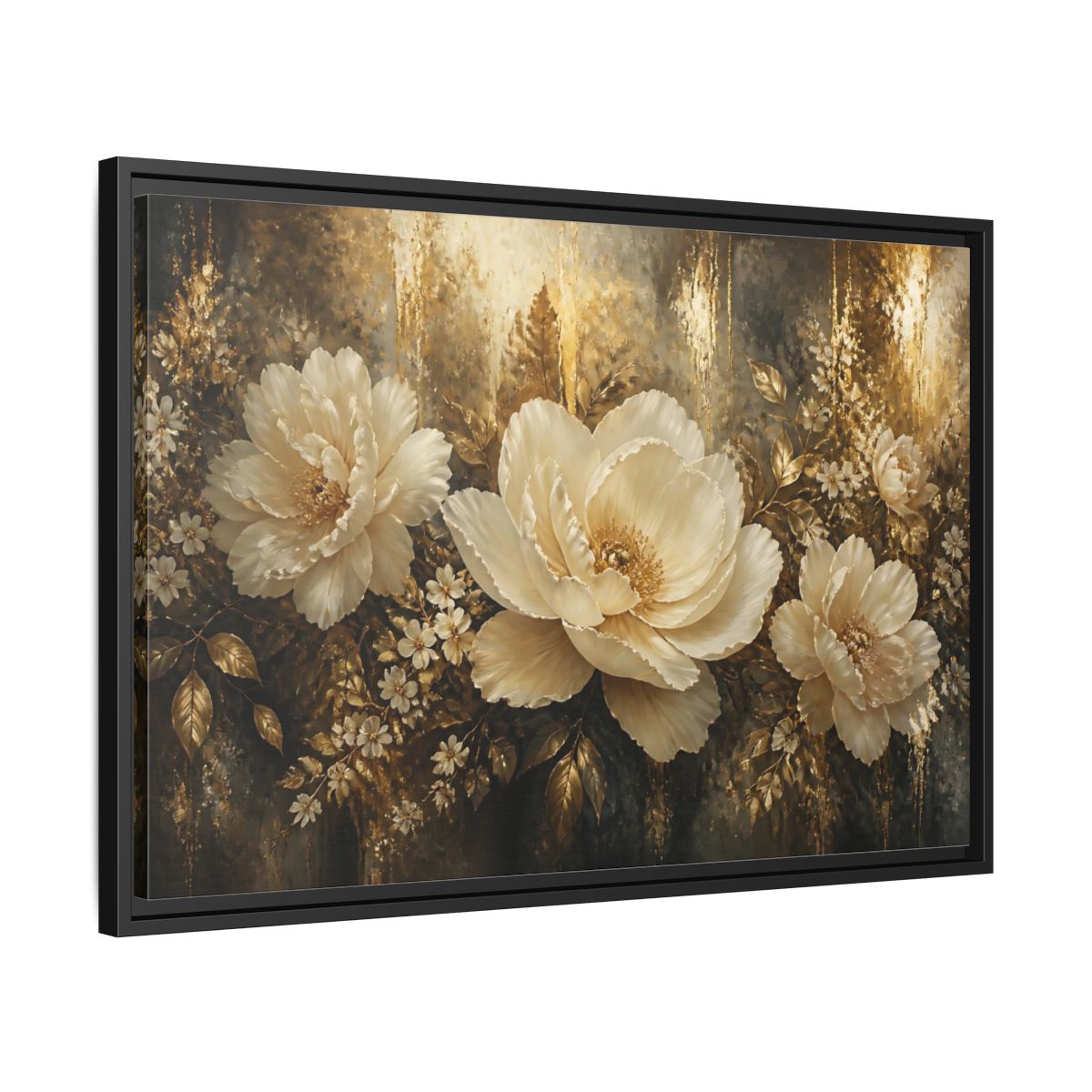 Side Mockup 14. Ivory Peony Elegance shown as framed canvas print