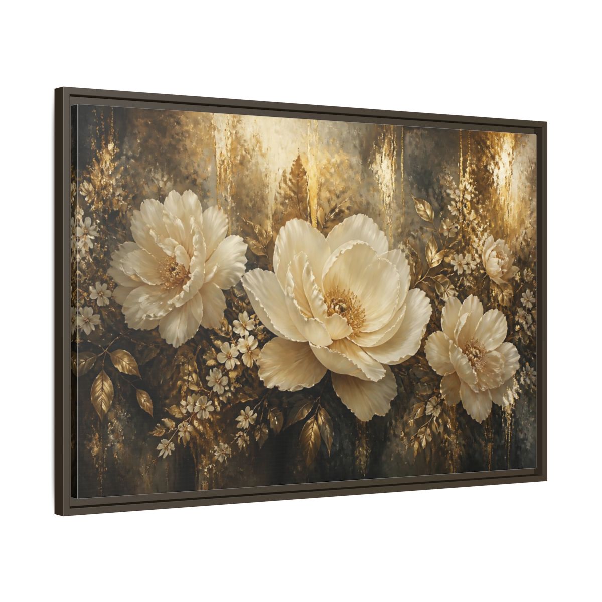 Main Mockup. Ivory Peony Elegance shown as framed canvas print