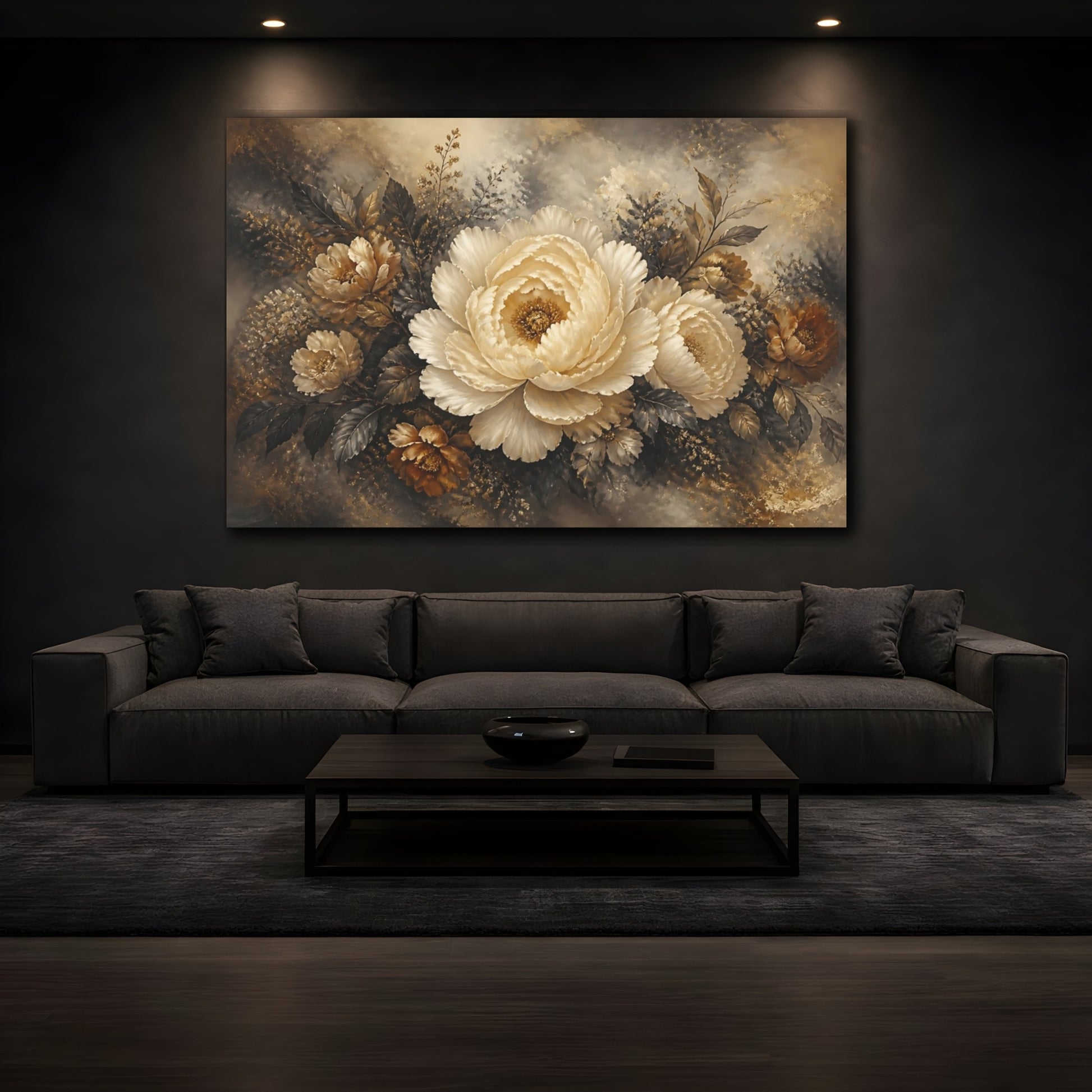 Mockup 3. Ivory Peony Elegance shown as canvas print