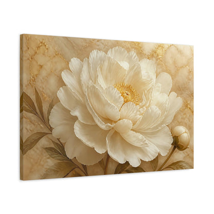Side Mockup 2. Ivory Peony Flower shown as canvas print