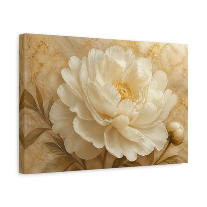 Side Mockup 4. Ivory Peony Flower shown as canvas print
