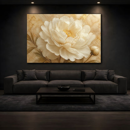 Mockup 3. Ivory Peony Flower shown as canvas print