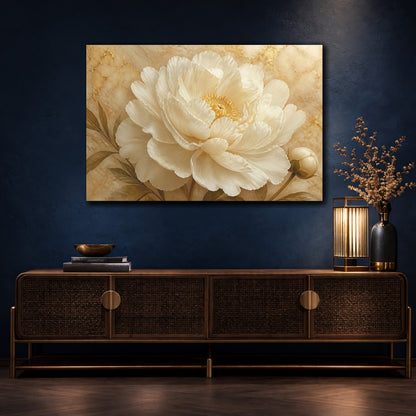 Mockup 4. Ivory Peony Flower shown as canvas print