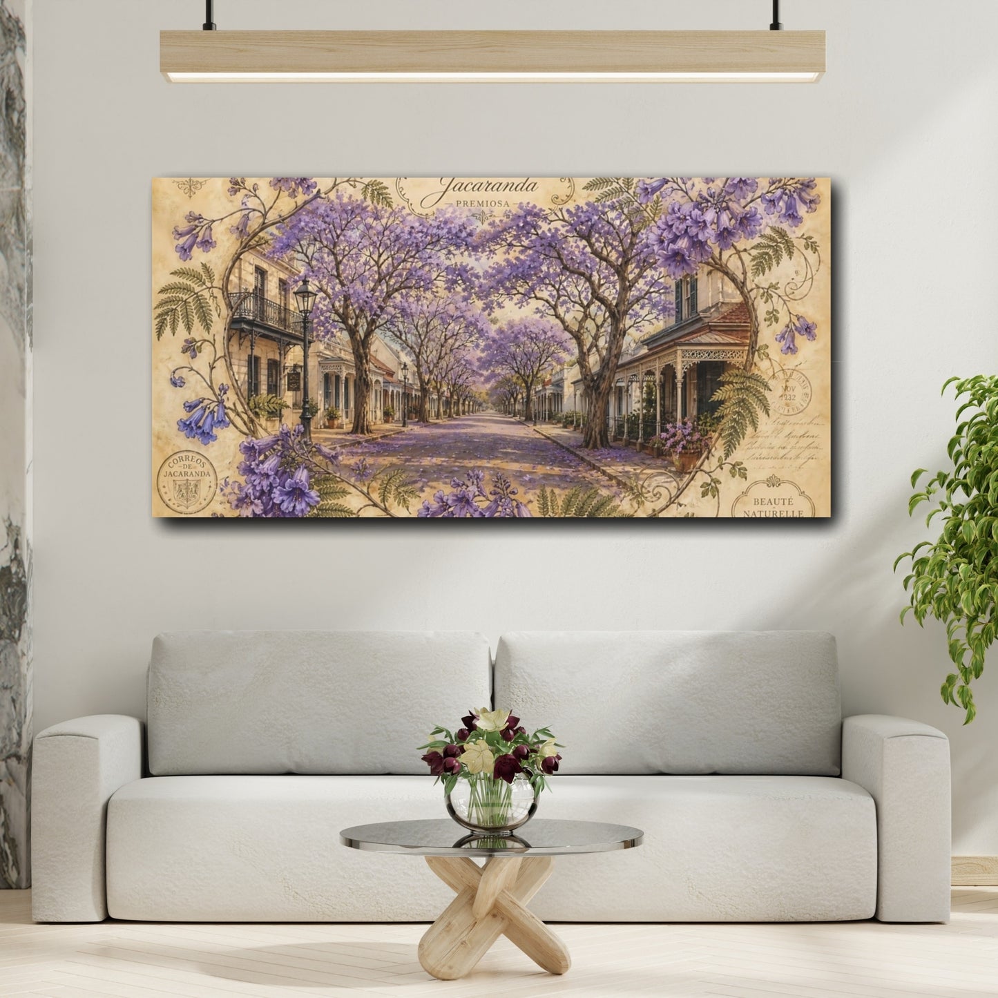 Mockup 2. Jacaranda Avenue In Bloom shown as canvas print