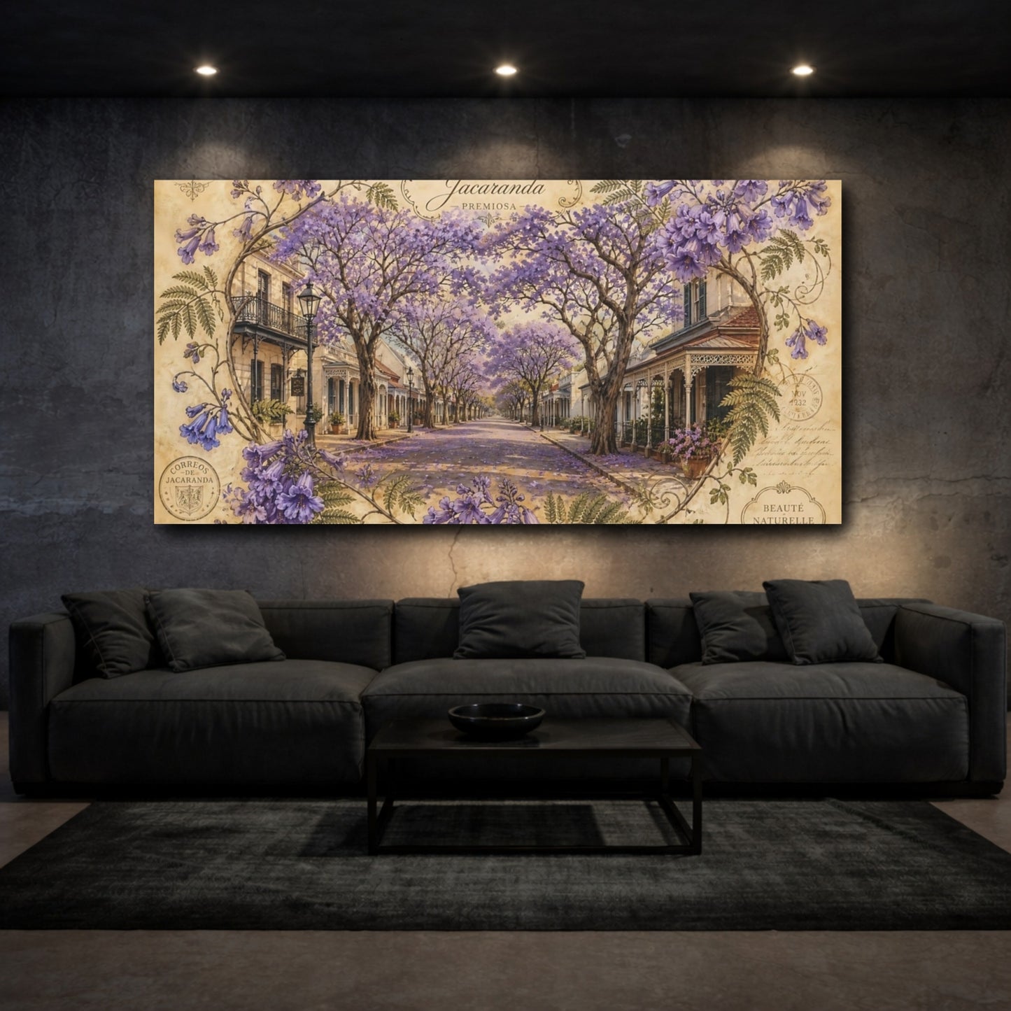 Mockup 3. Jacaranda Avenue In Bloom shown as canvas print