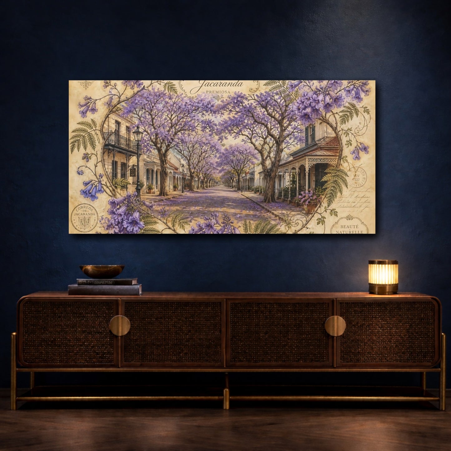 Mockup 4. Jacaranda Avenue In Bloom shown as canvas print