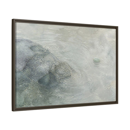 Main Mockup. Jade Pebble And Ripples shown as framed canvas print