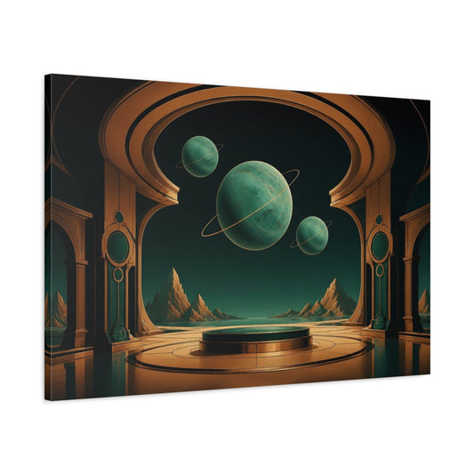 Main Mockup. Jade Planets Observatory shown as canvas print