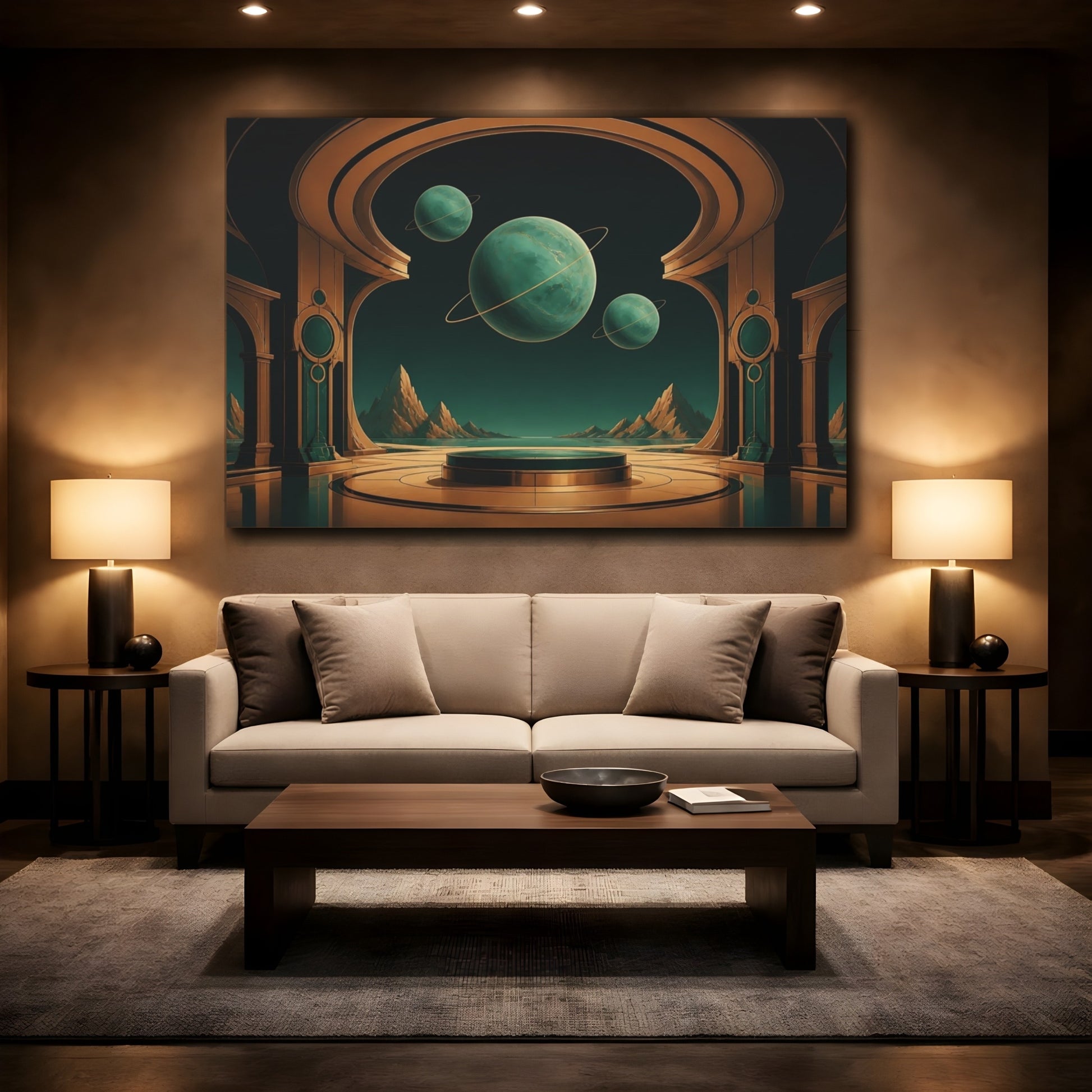 Mockup 2. Jade Planets Observatory shown as canvas print