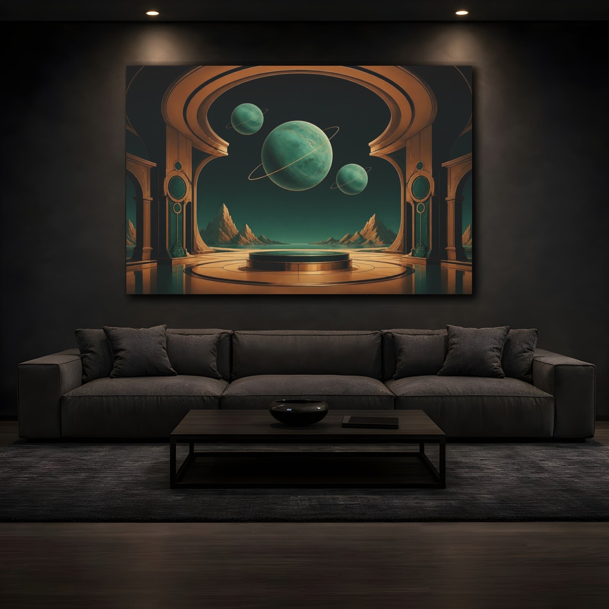 Mockup 3. Jade Planets Observatory shown as canvas print