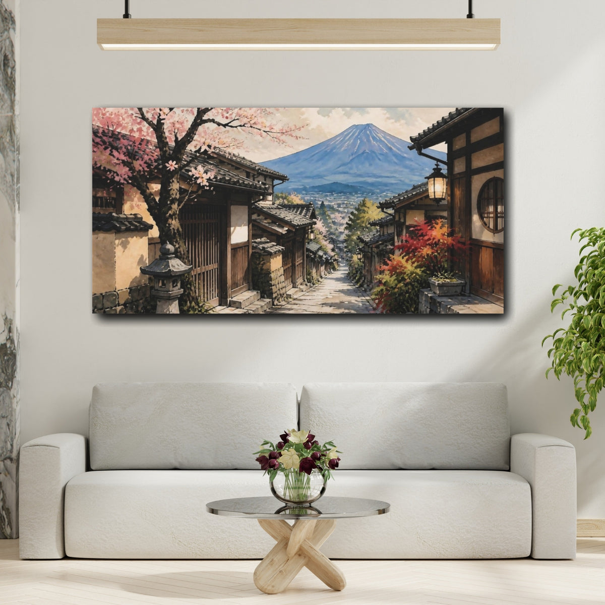 Mockup 2. Japanese Alley To Mount Fuji shown as canvas print