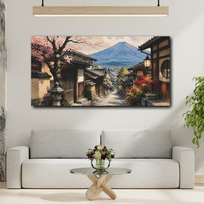 Mockup 2. Japanese Alley To Mount Fuji shown as canvas print
