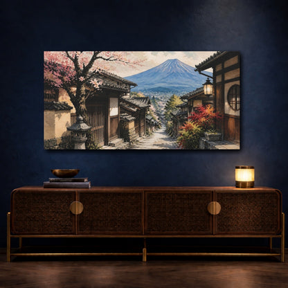 Mockup 4. Japanese Alley To Mount Fuji shown as canvas print