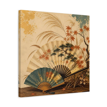Side Mockup 5. Japanese Autumn Folding Fans shown as canvas print