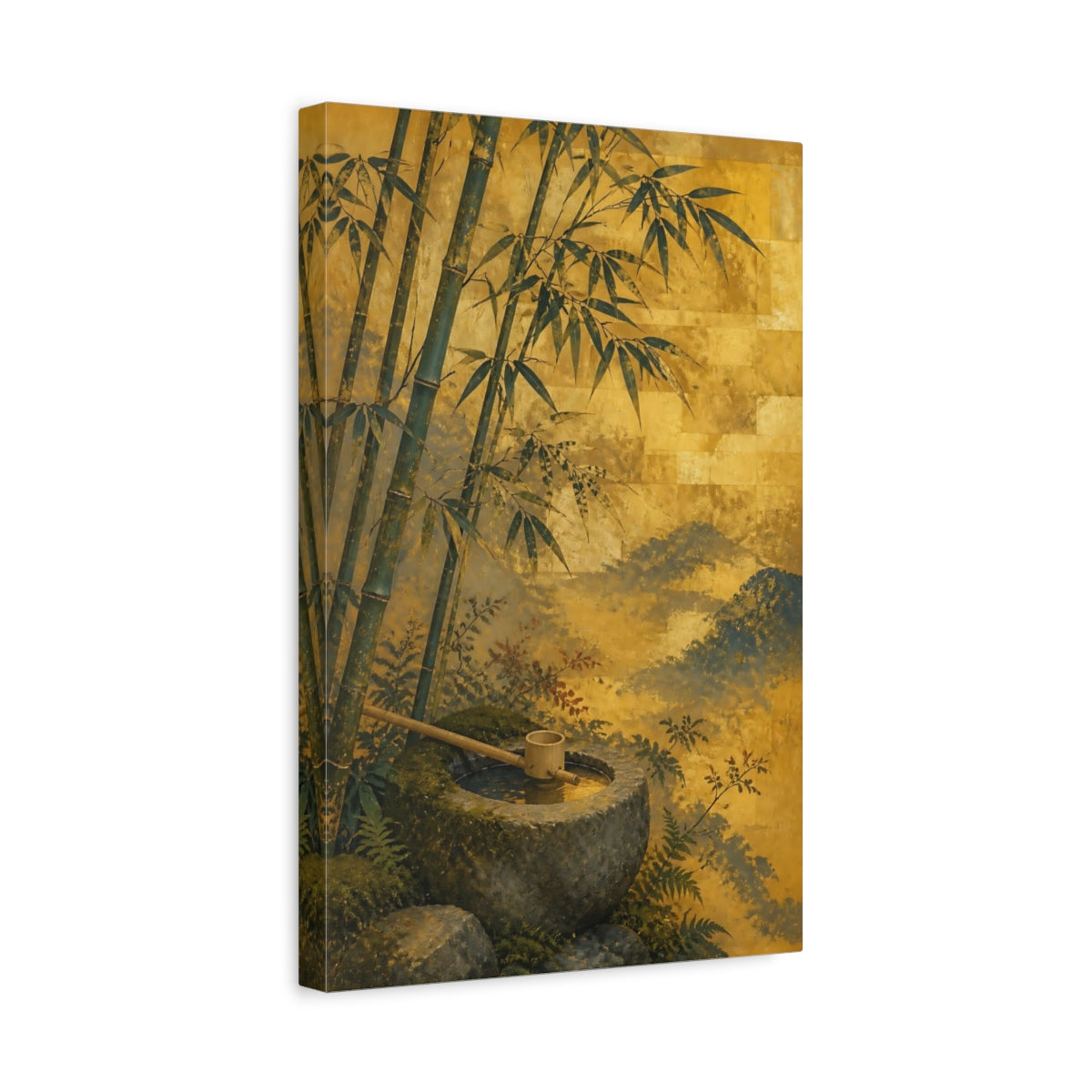 Side Mockup 4. Japanese Bamboo Basin shown as canvas print
