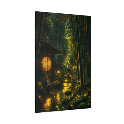 Side Mockup 1. Japanese Bamboo Firefly Path shown as canvas print