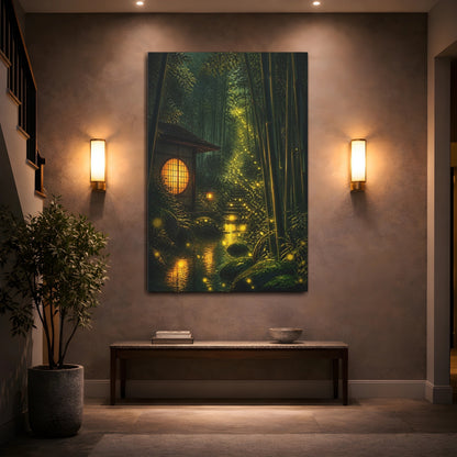 Mockup 2. Japanese Bamboo Firefly Path shown as canvas print