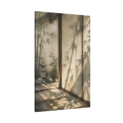 Main Mockup. Japanese Bamboo Shadow Threshold shown as canvas print