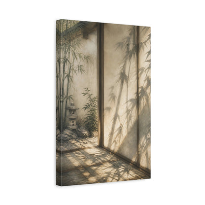 Side Mockup 4. Japanese Bamboo Shadow Threshold shown as canvas print