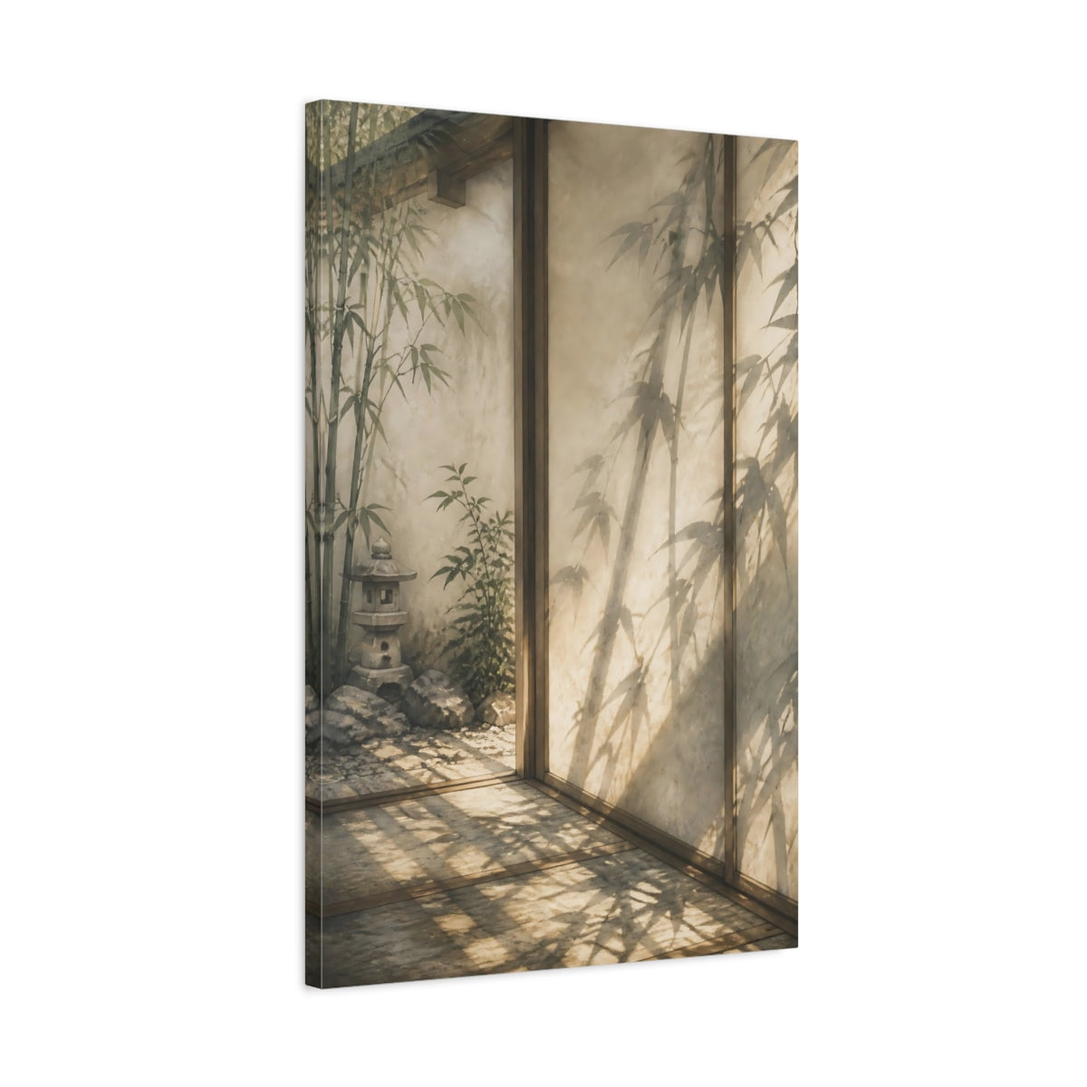 Side Mockup 2. Japanese Bamboo Shadow Threshold shown as canvas print