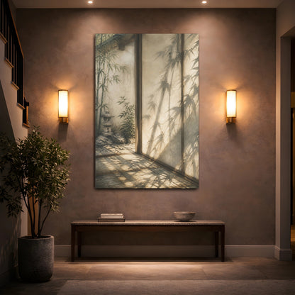 Mockup 2. Japanese Bamboo Shadow Threshold shown as canvas print