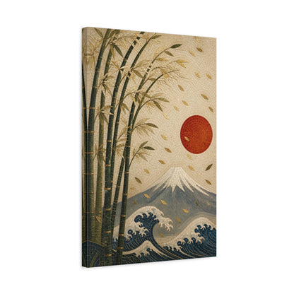 Side Mockup 3. Japanese Bamboo Sun Mosaic shown as canvas print
